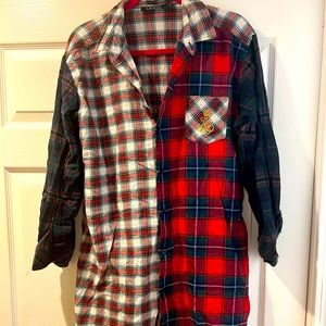 Womens plaid button down sleep shirt